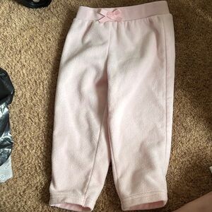 Cozy Girls' Light Pink Fleece Jogger Pants with Bow Waist